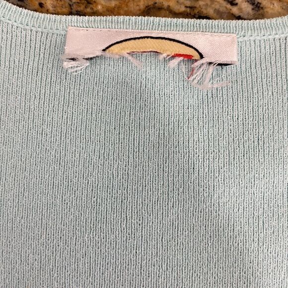 Talbots mint color knit V-neck cardigan sweater size M - Picture 4 of 6